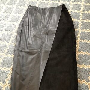 Iris & Ink Pencil Skirt in Black Leather